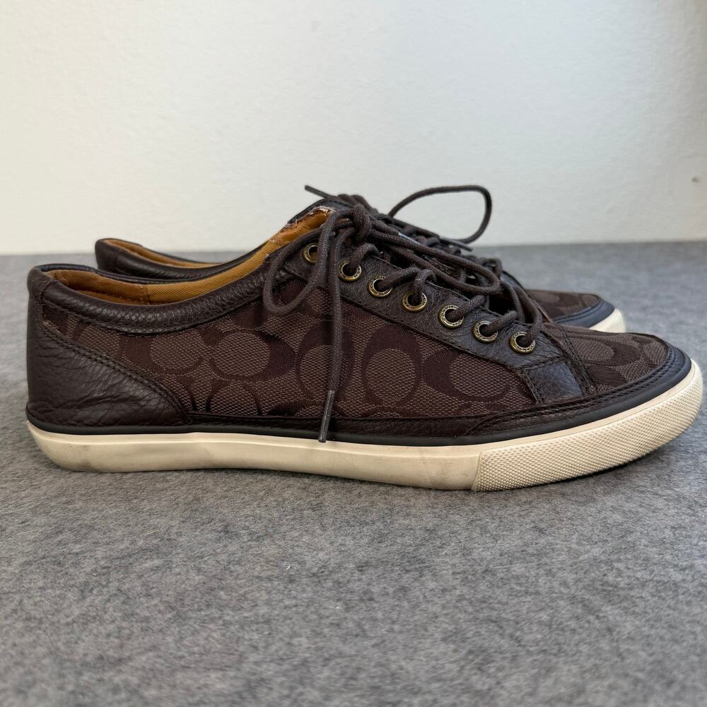 Coach Porter Men's Monogram Lace-Up Low-Top Sneakers Shoe Mahogany Brown Size 9